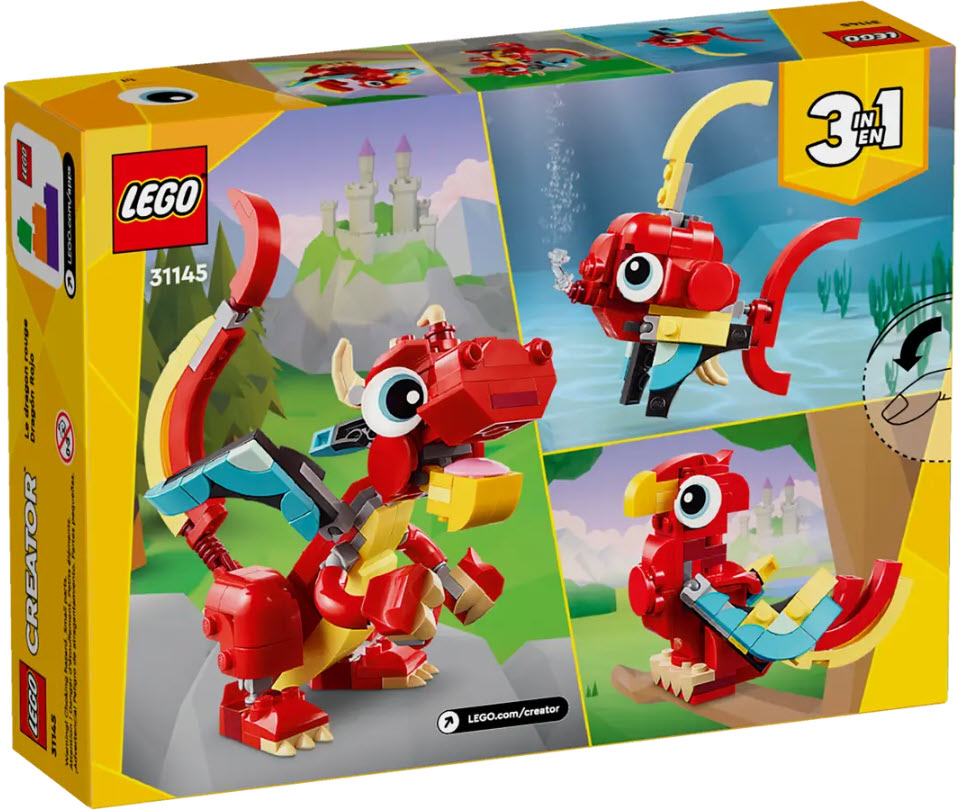 Box Rückseite: LEGO Creator 31145 Roter Drache