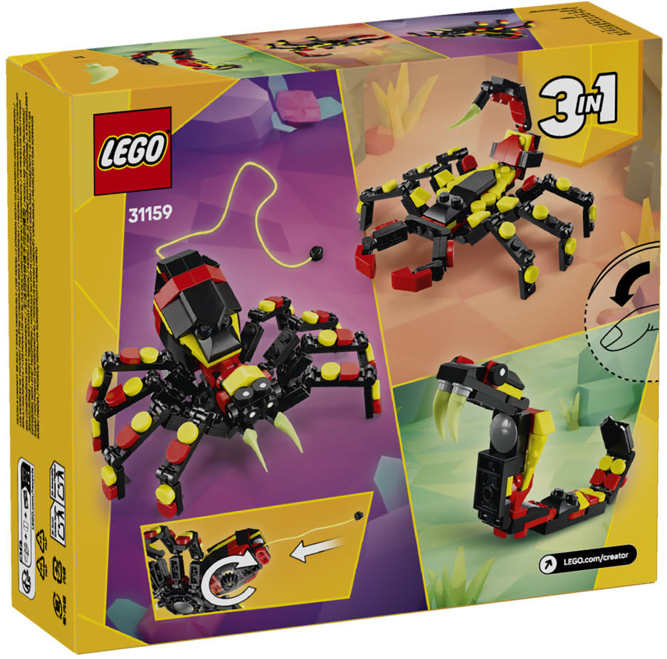 Box Rückseite: LEGO Creator 31159 Wilde Tiere: Überraschungsspinne
