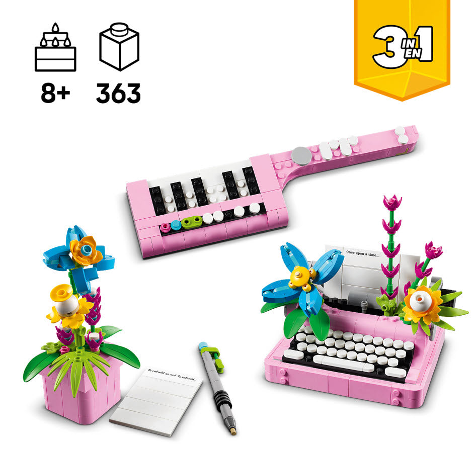3-in-1 Modelle: LEGO Creator 31169 Schreibmaschine mit Blumen