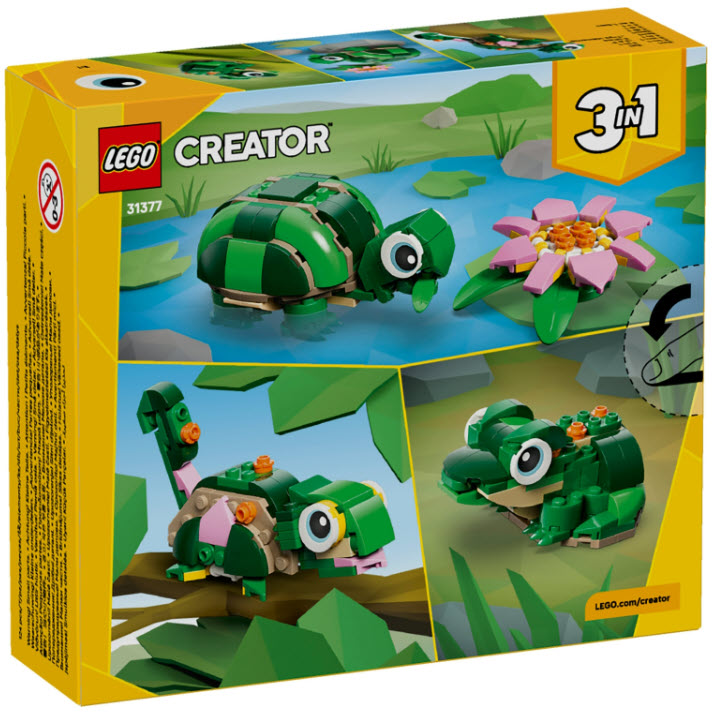 Box Rückseite: LEGO Creator 31377 Schildkröte mit Seerose