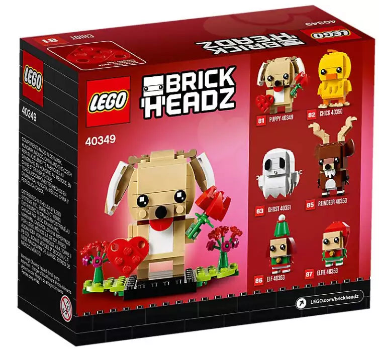 Box Rückansicht: LEGO Brickheadz 40349 Valentinstag-Welpe