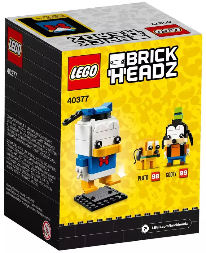 Box Rückansicht: LEGO Brickheadz 40377 Donald Duck