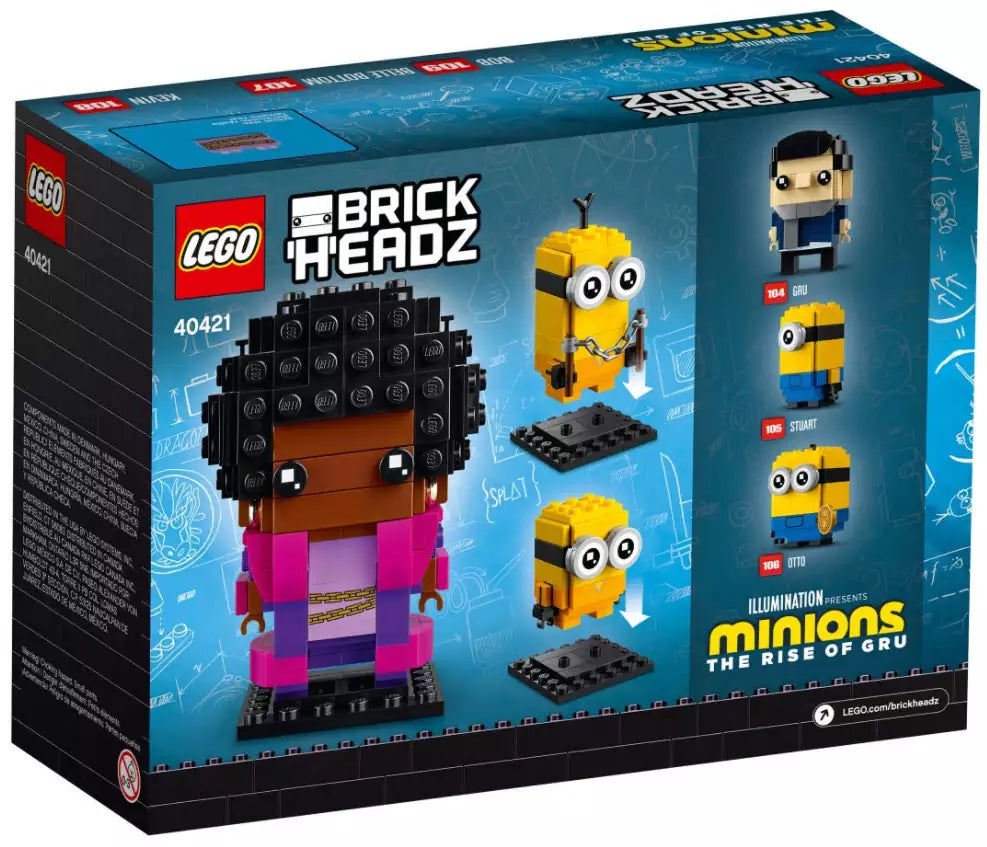 Box Rückansicht: LEGO BrickHeadz 40421 Belle Bottom, Kevin & Bob