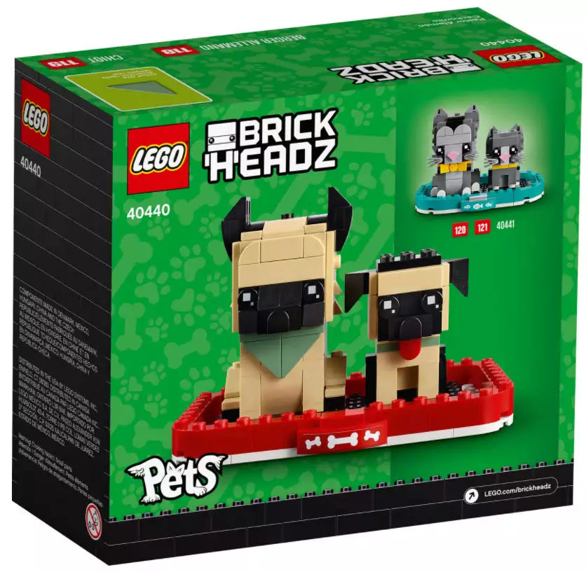 Box Rückansicht: LEGO Brickheadz 40440 Deutscher Schäferhund