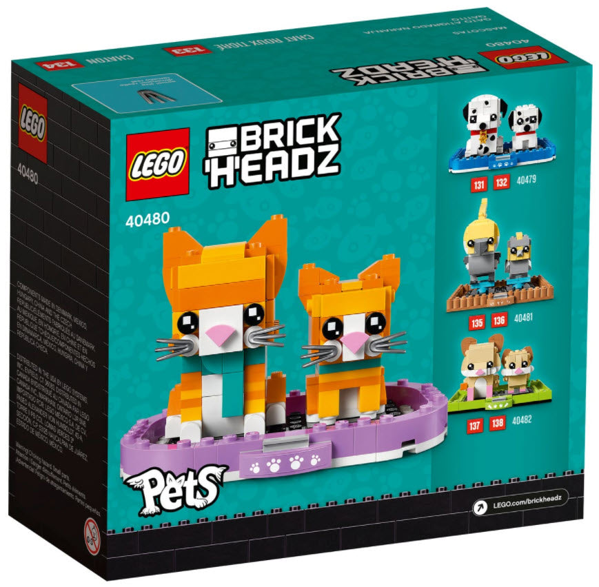 Box Rückansicht: LEGO BrickHeadz 40480 Rot getigerte Katze