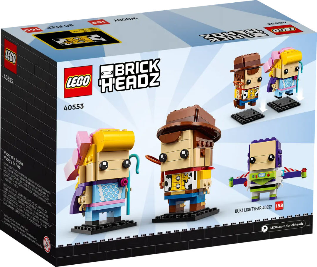 Box Rückansicht: LEGO BrickHeadz 40553 Woody und Porzellinchen