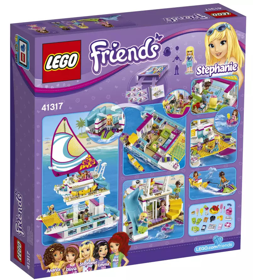 LEGO Friends 41317 Sonnenschein-Katamaran, Box Rückansicht