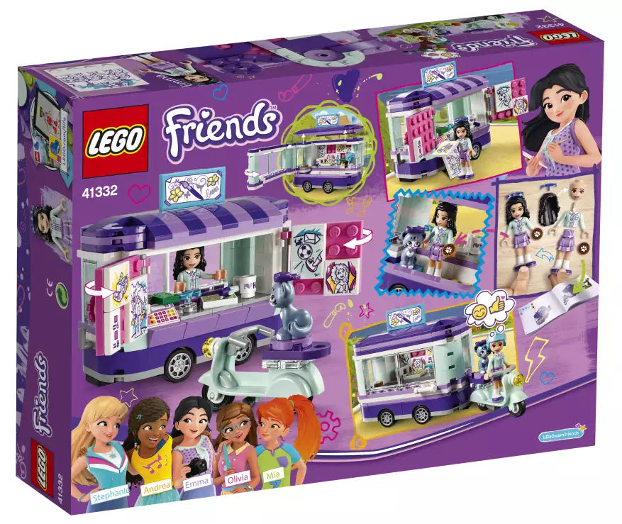 Box Rückansicht: LEGO Friends 41332 Emmas rollender Kunstkiosk