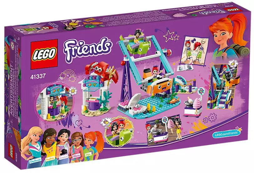 Box Rückseite: LEGO Friends 41337 Schaukel mit Looping im Vergnügungspark