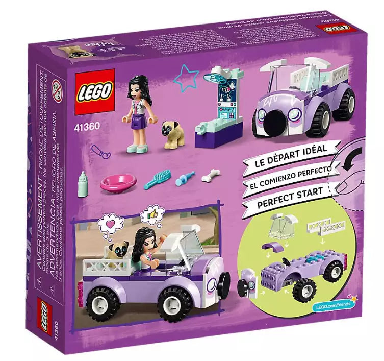 Box Rückseite: LEGO Friends 41360 Emmas mobile Tierarztpraxis