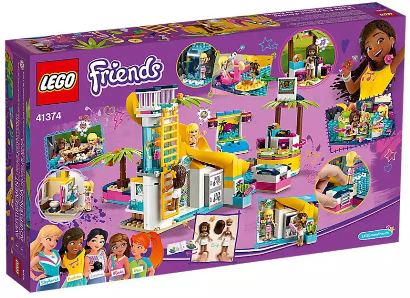 Box Rückseite: LEGO Friends 41374 Andreas Pool-Party