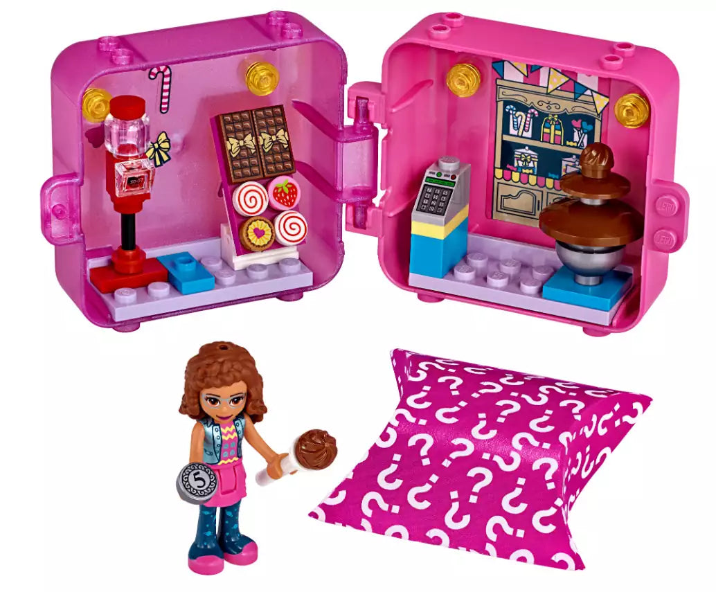 Inhalt: LEGO Friends 41407 Olivias magischer Würfel – Süßwarengeschäft