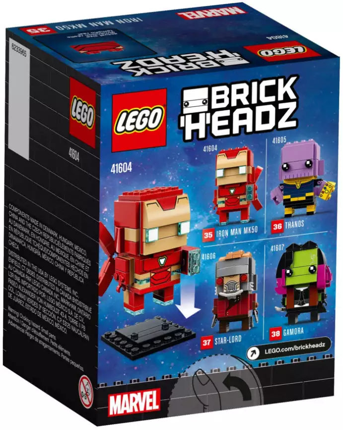 Box Rückansicht: LEGO Brickheadz 41604 Iron Man MK50