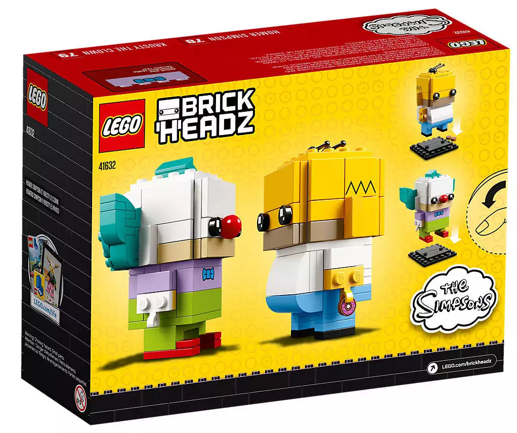 Box Rückansicht: LEGO Brickheadz 41632 Homer Simpson und Krusty der Clown