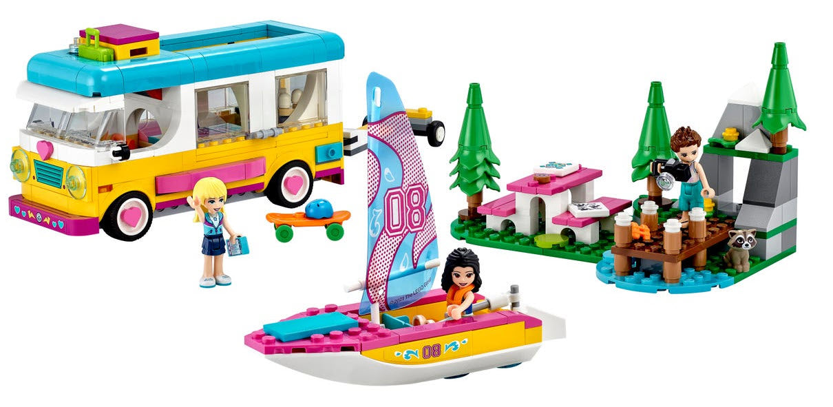 Inhalt: LEGO Friends 41681 Wohnmobil- und Segelbootausflug