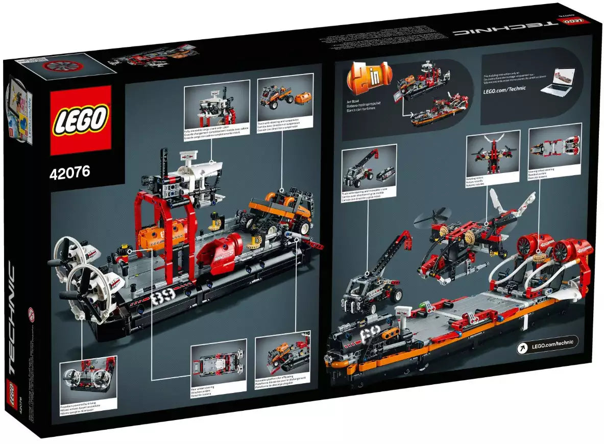 Box Rückansicht: LEGO Technic 42076 Luftkissenboot