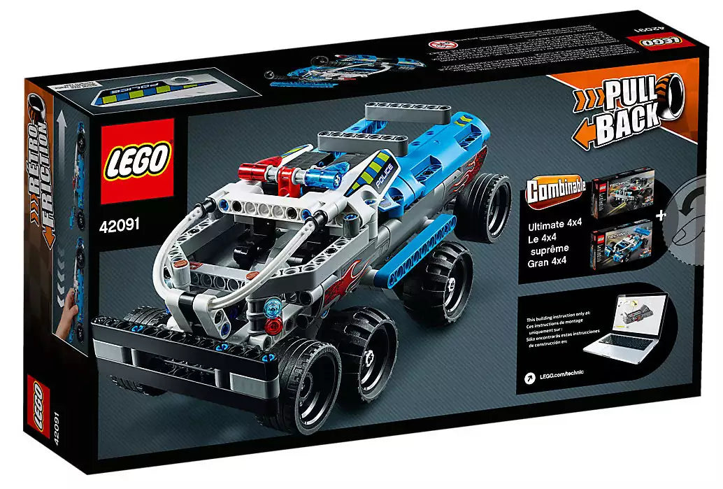 Box Rückansicht: LEGO Technic 42091 Polizei-Verfolgungsjagd