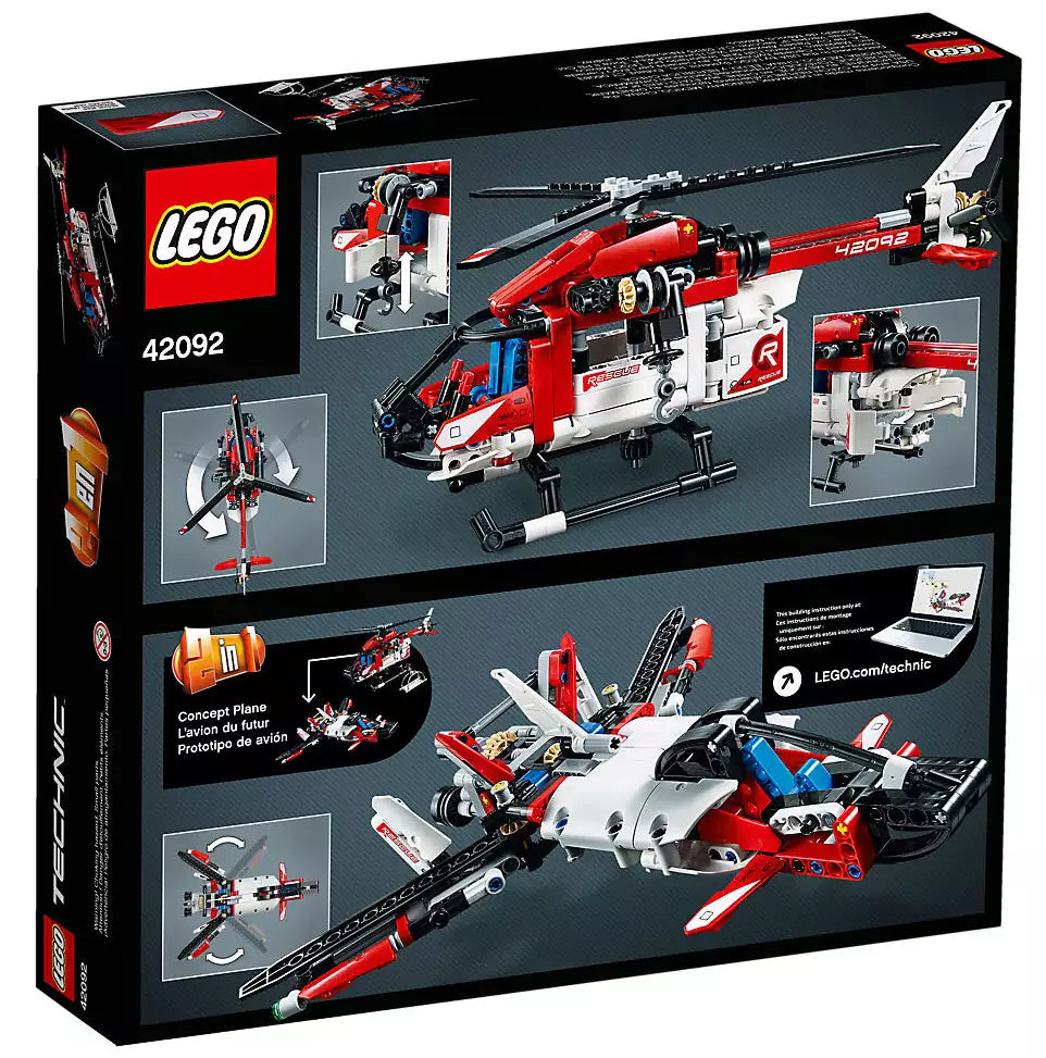 Box Rückansicht: LEGO Technic 42092 Rettungshubschrauber
