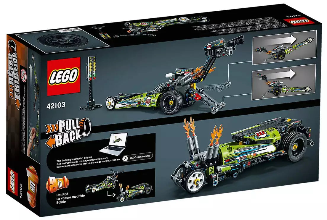 Box Rückansicht: LEGO Technic 42103 Dragster Rennauto
