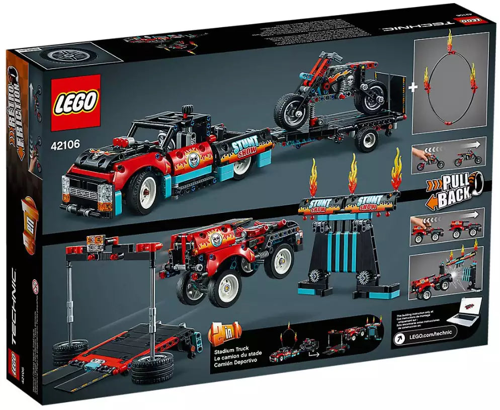 Box Rückansicht: LEGO Technic 42106 Stunt-Show mit Truck und Motorrad