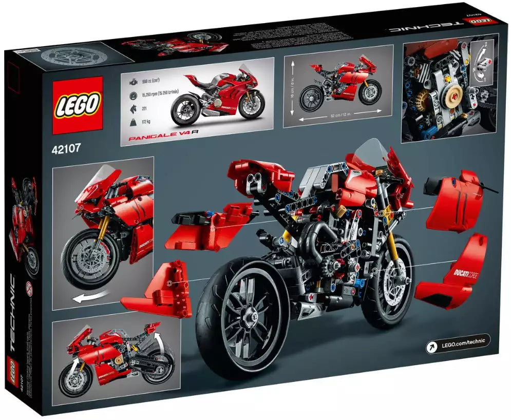 Box Rückansicht: LEGO Technic 42107 Ducati Panigale V4 R
