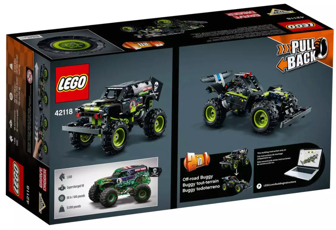 Box Rückansicht: LEGO Technic 42118 Monster Jam Grave Digger
