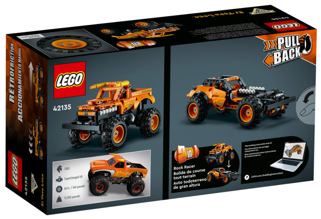 Box Rückseite: LEGO Technic 42135 Monster Jam El Toro Loco