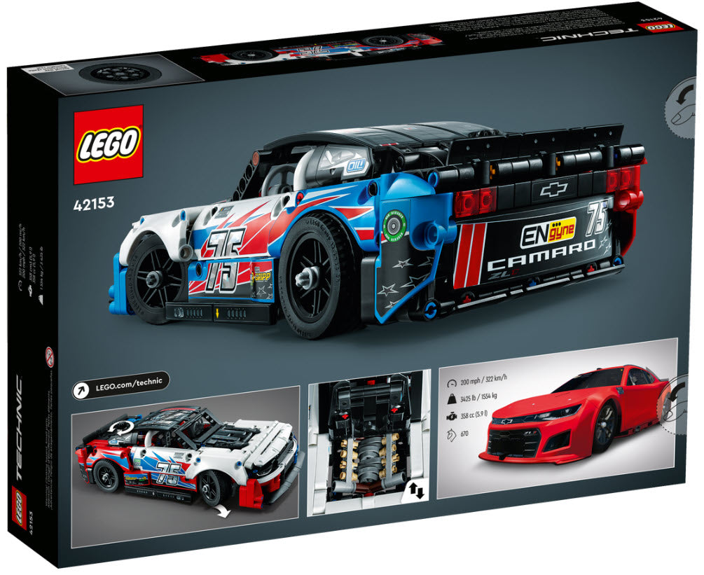 Box-Rückseite: LEGO Technic 42153 NASCAR Next Gen Chevrolet Camaro ZL1