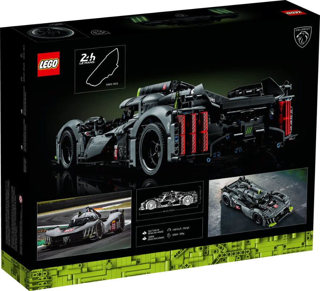 Box-Rückseite: LEGO Technic 42156 PEUGEOT 9X8 24H Le Mans Hybrid Hypercar