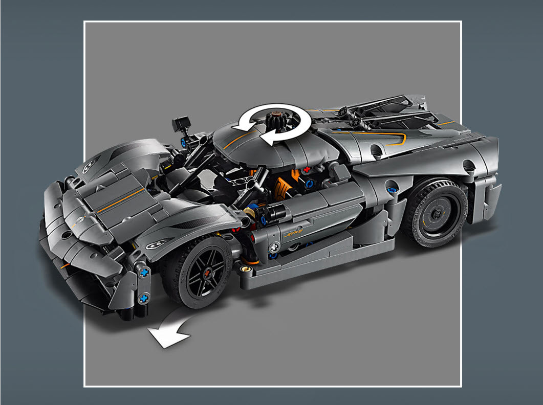 Detail 3: LEGO Technic 42173 Koenigsegg Jesko Absolut Supersportwagen in Grau