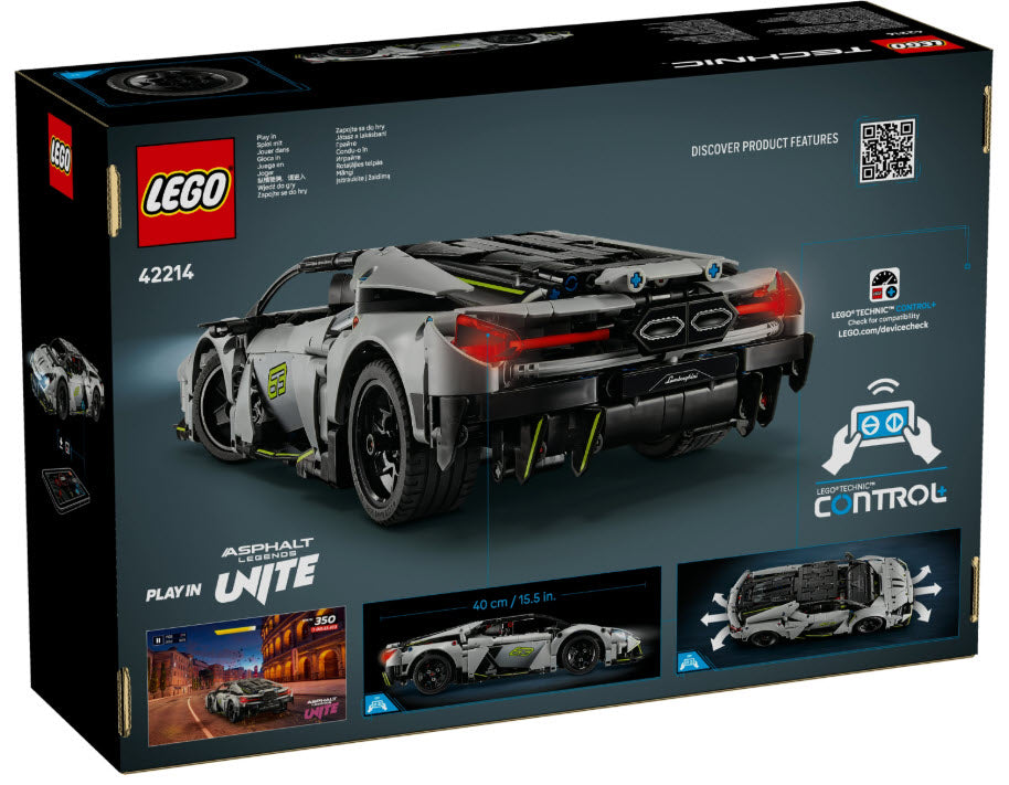 Box Rückseite: LEGO Technic 42214 Lamborghini Revuelto Supersportwagen