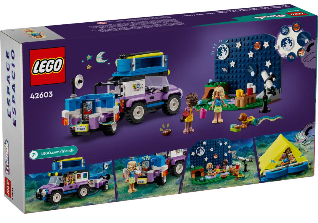 Box Rückseite: LEGO Friends 42603 Sterngucker-Campingfahrzeug