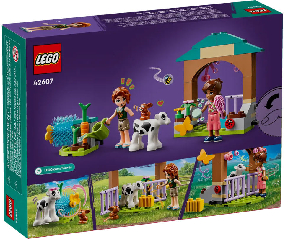 Box Rückseite: LEGO Friends 42607 Autumns Kälbchenstall
