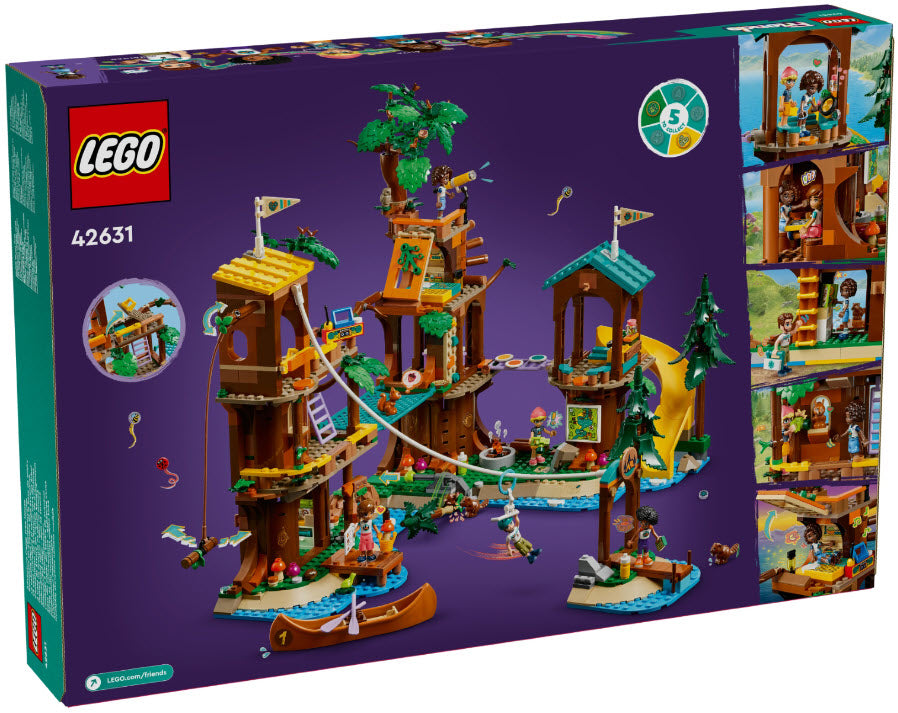 Box Rückseite: LEGO Friends 42631 Baumhaus im Abenteuercamp