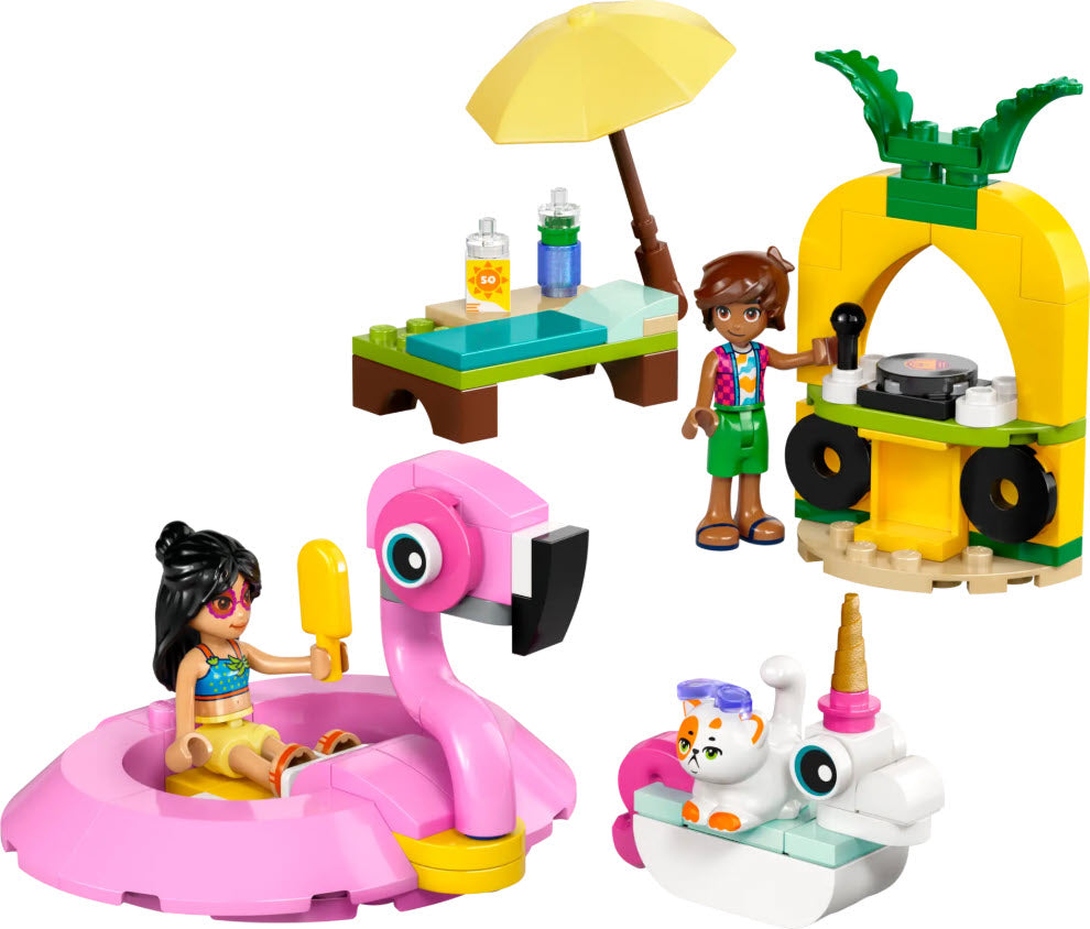 Inhalt: LEGO Friends 42658 Poolparty mit Einhorn und Flamingo
