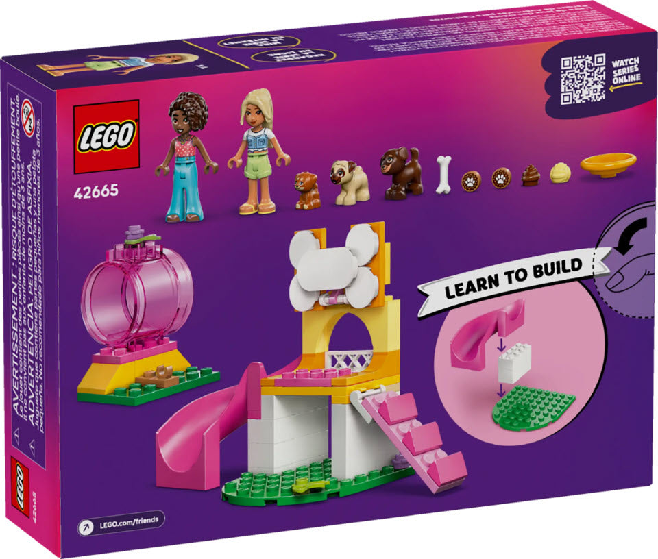 Box Rückseite: LEGO Friends 42665 Welpenspielplatz