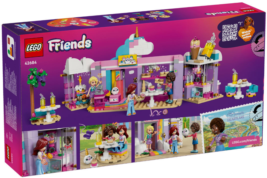 Box Rückseite: LEGO Friends 42684 Einhorn-Traumcafé
