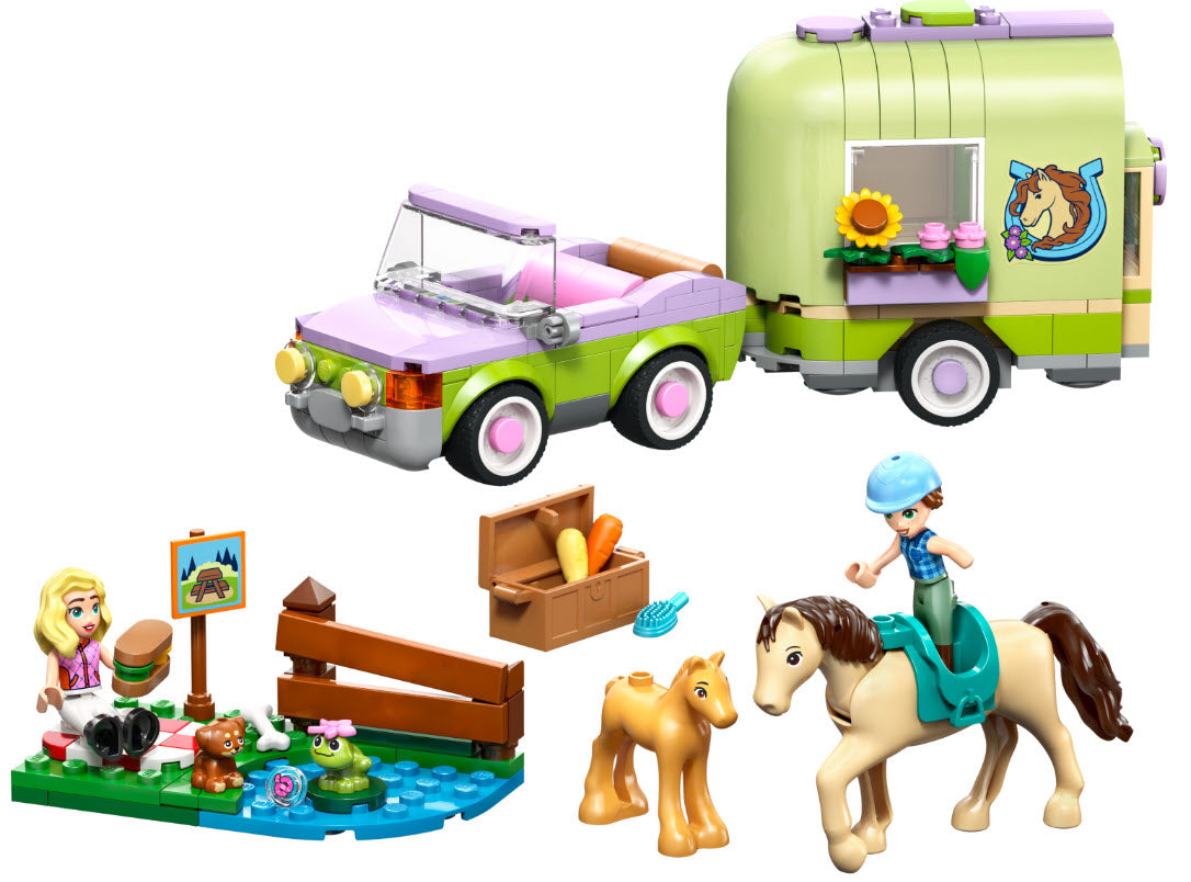 Inhalt: LEGO Friends 42695 Pferd und Fohlen mit Pferdeanhänger