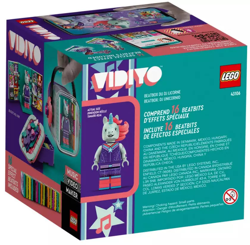 Box Rückseite: LEGO VIDIYO 43106 Unicorn DJ BeatBox