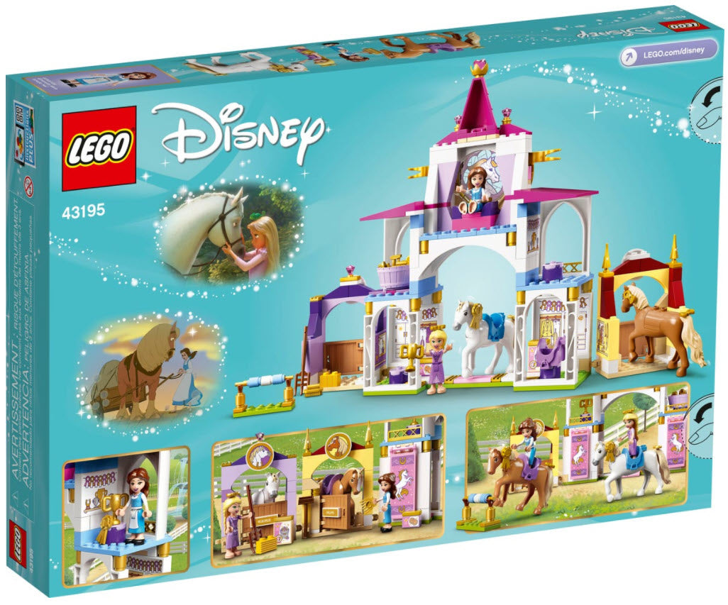 Box Rückansicht: LEGO Disney Princess 43195 Belles und Rapunzels königliche Ställe