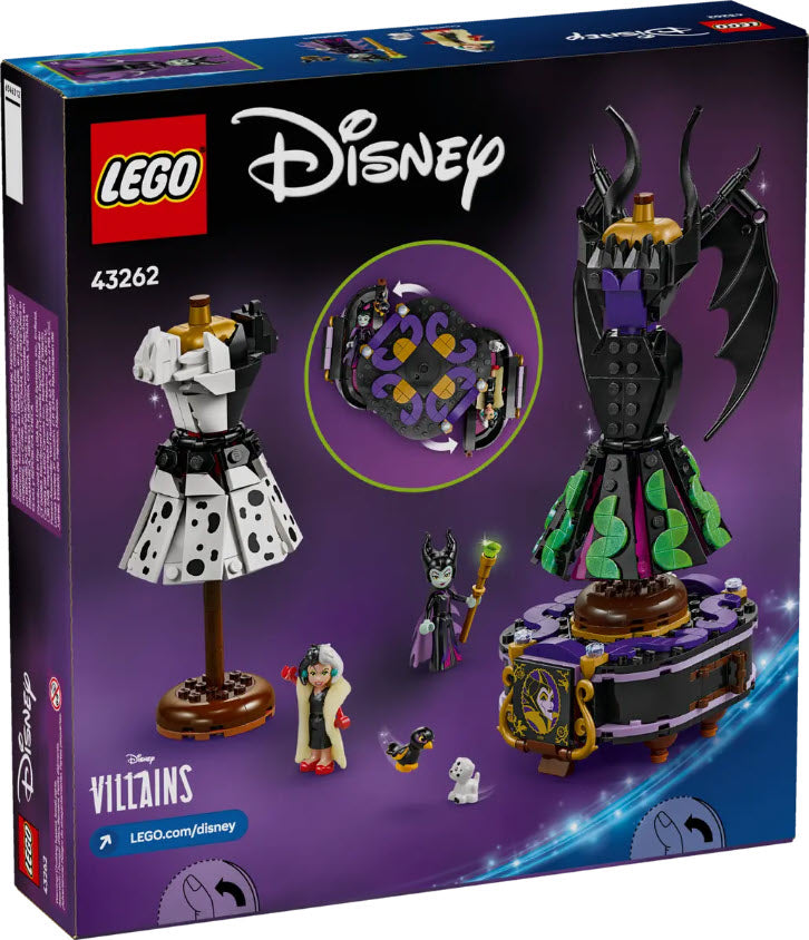 Box Rückseite: LEGO Disney 43262 Die Kleider von Malefiz und Cruella De Vil