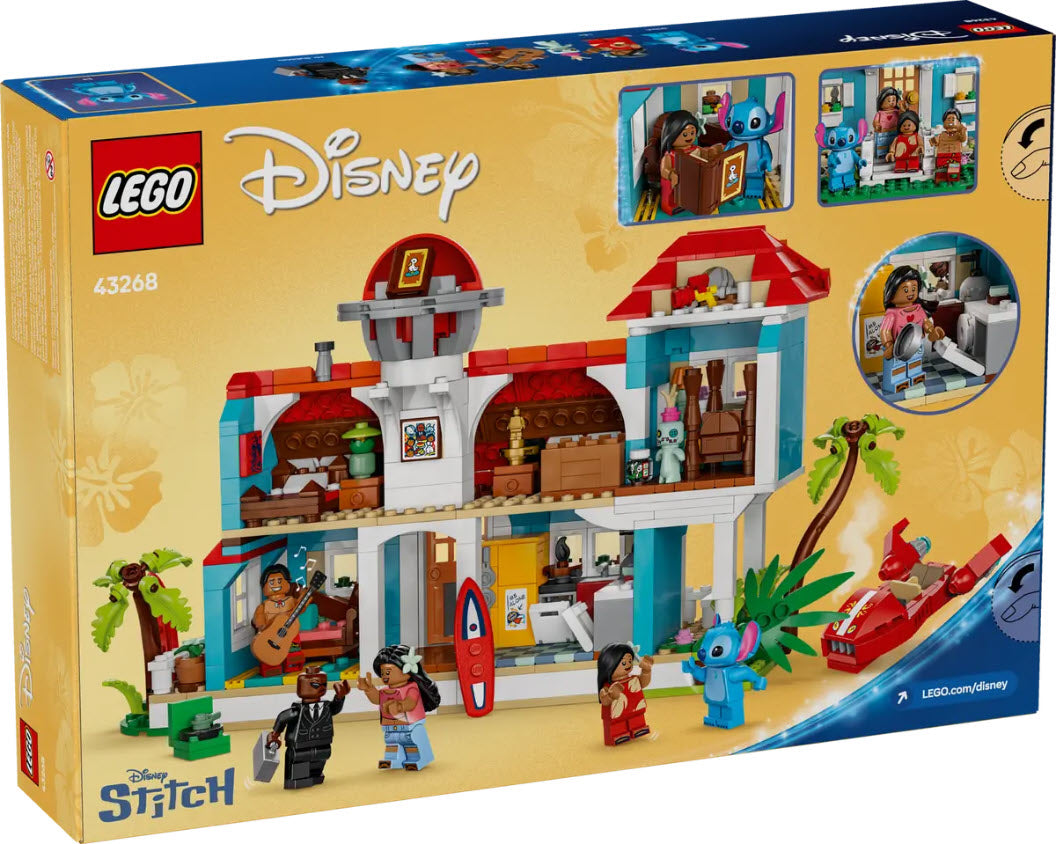 Box Rückseite: LEGO Disney 43268 Das Strandhaus aus „Lilo und Stitch“