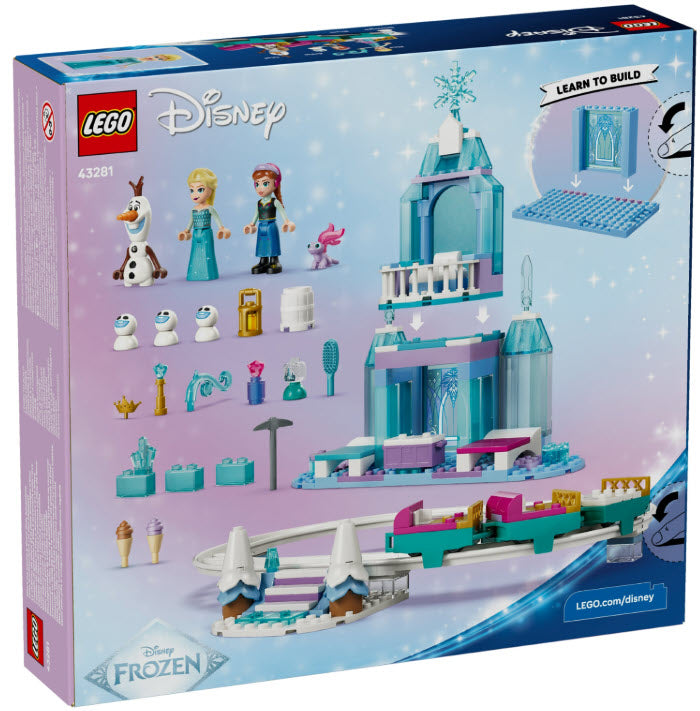 Box Rückseite: LEGO Disney 43281 Elsas Schlittenfahrt um den Eispalast
