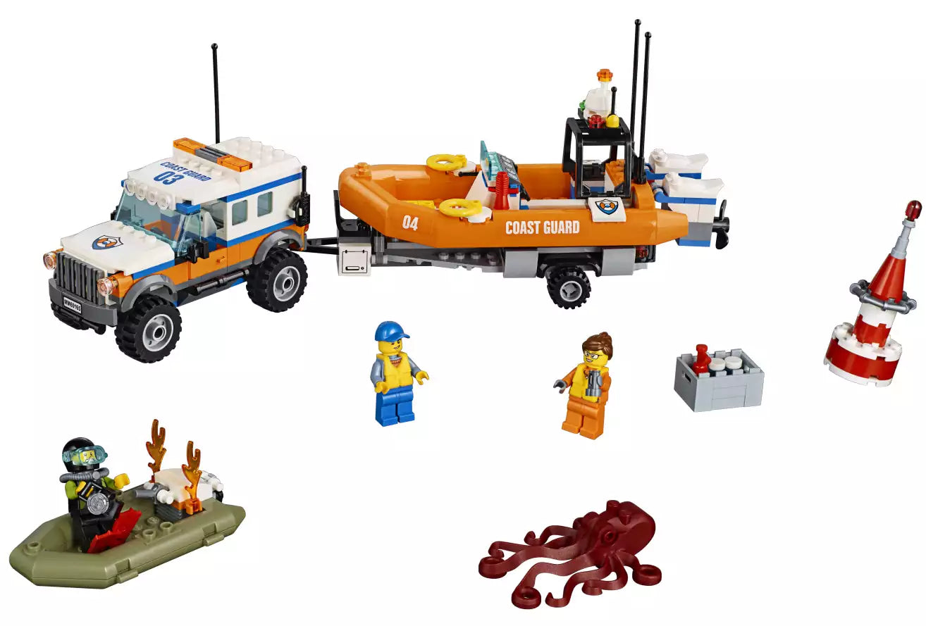 Inhalt: LEGO City 60165 Geländewagen mit Rettungsboot