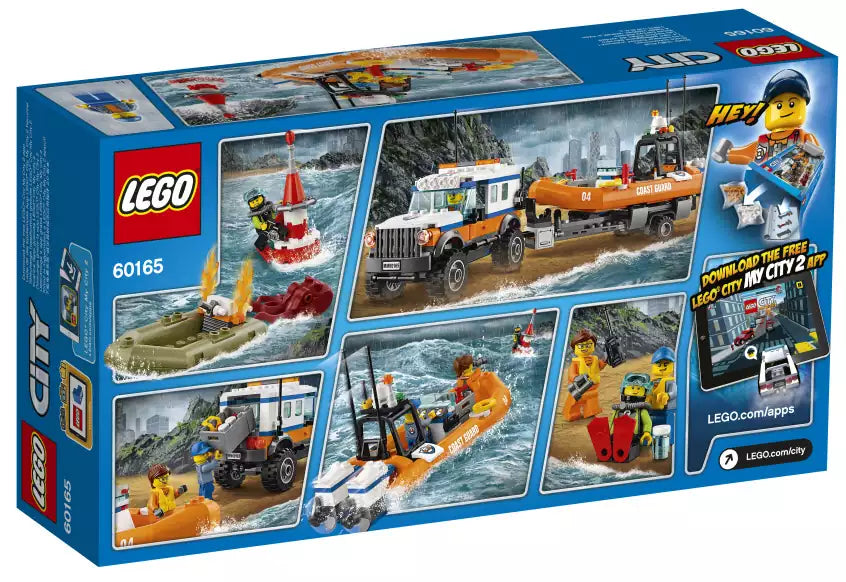 Box Rückansicht: LEGO City 60165 Geländewagen mit Rettungsboot