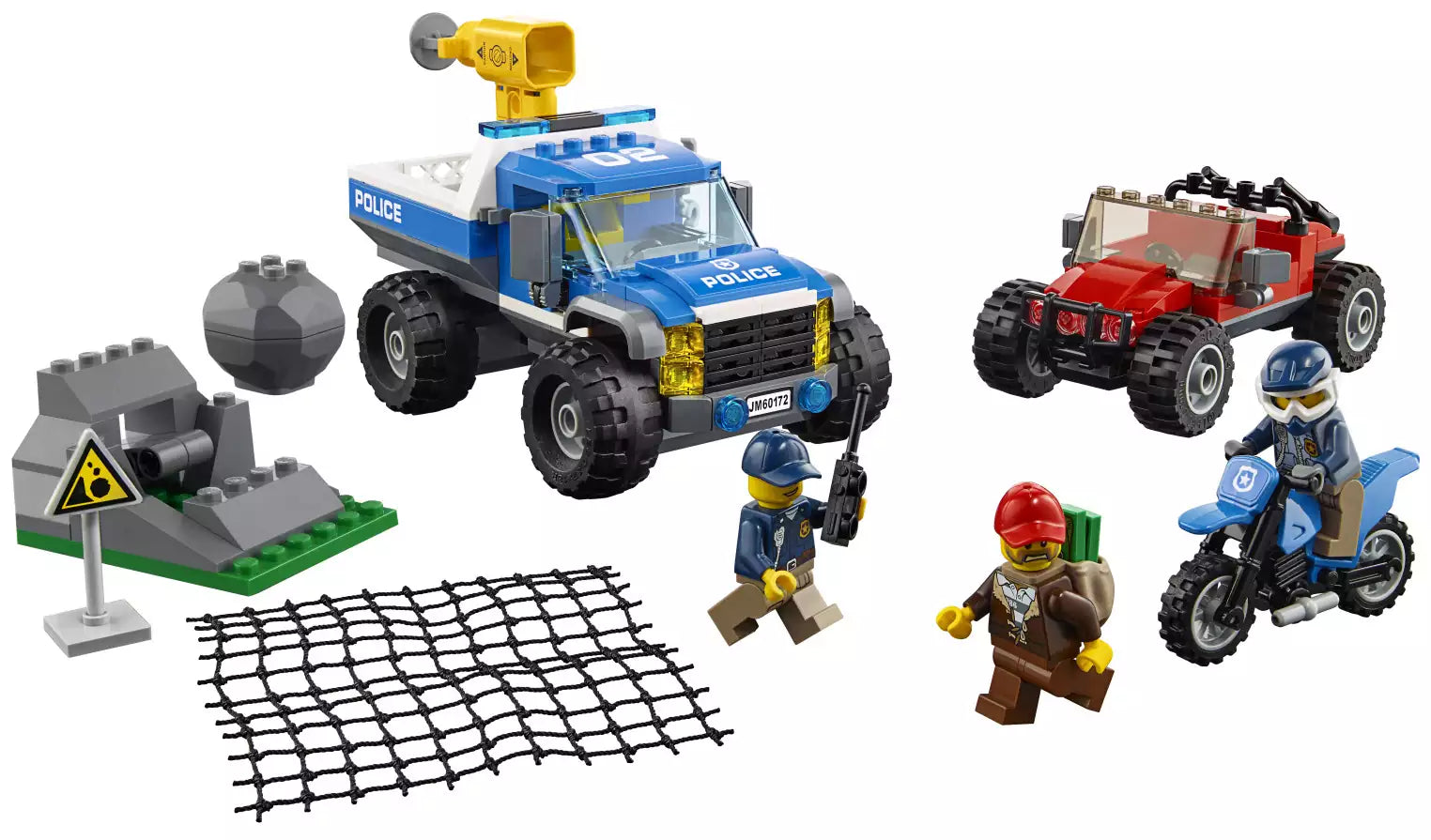Inhalt: LEGO City 60172 Verfolgungsjagd auf Schotterpisten