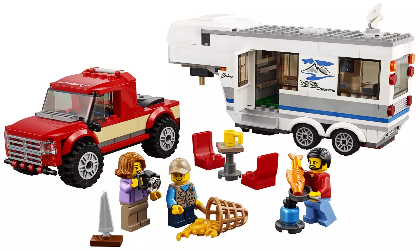 Inhalt: LEGO City 60182 Pickup & Wohnwagen