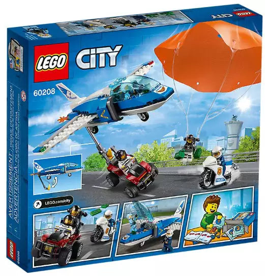 Box Rückseite: LEGO City 60208 Polizei Flucht mit Fallschirm