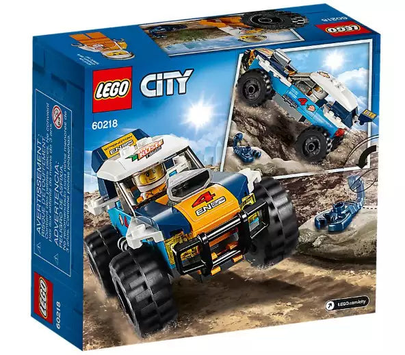 Box Rückseite: LEGO City 60218 Wüsten-Rennwagen