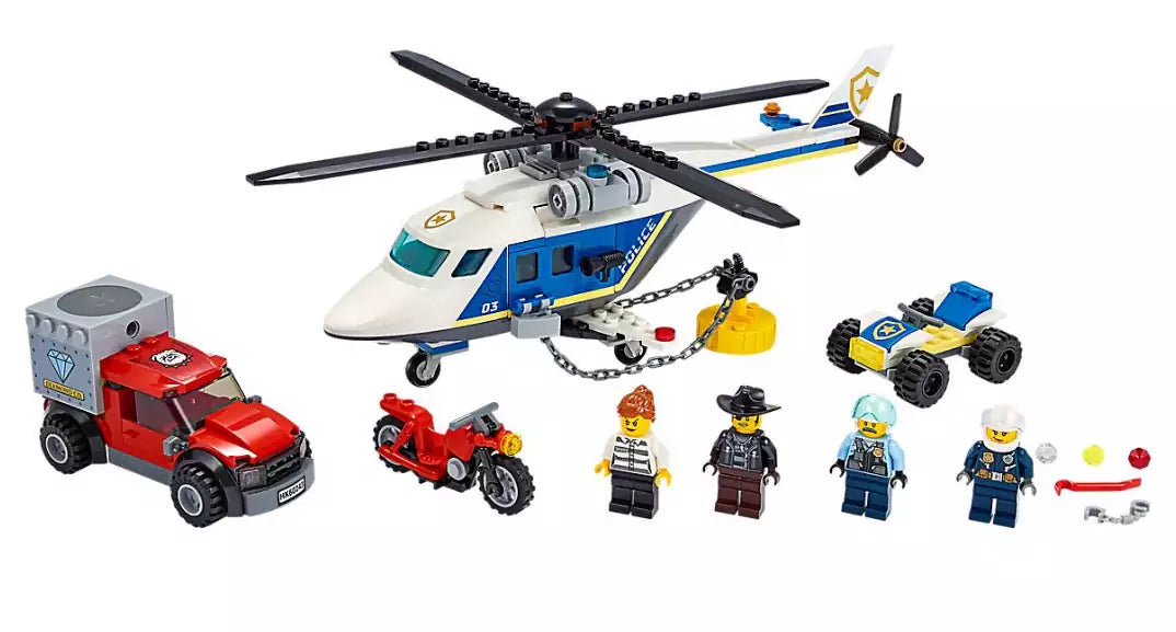 Inhalt: LEGO City 60243 Verfolgungsjagd mit dem Polizeihubschrauber